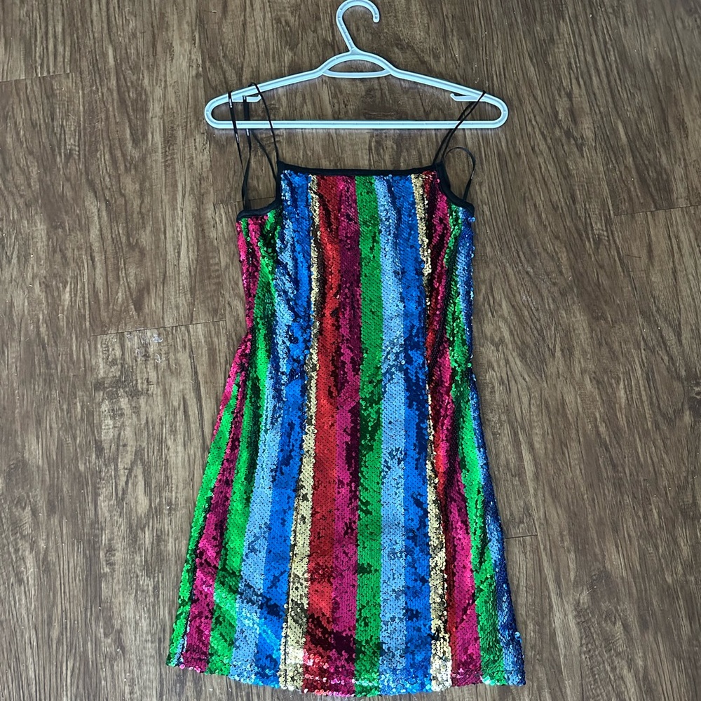 Forever21 rainbow sequin stripe dress